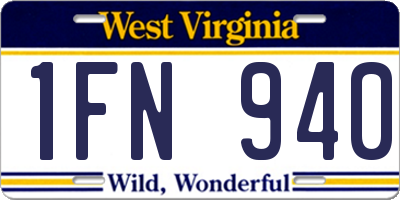 WV license plate 1FN940