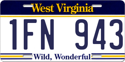 WV license plate 1FN943