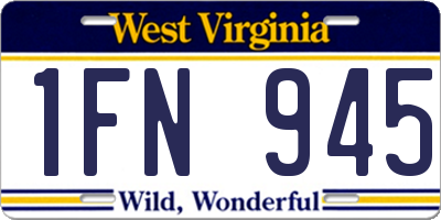 WV license plate 1FN945