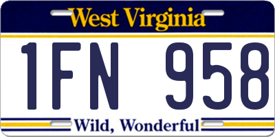 WV license plate 1FN958