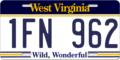 WV license plate 1FN962