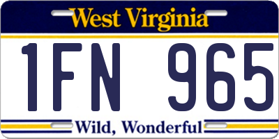 WV license plate 1FN965