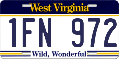 WV license plate 1FN972