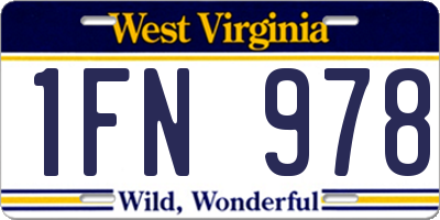 WV license plate 1FN978