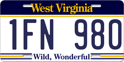 WV license plate 1FN980