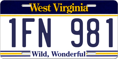 WV license plate 1FN981