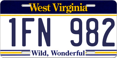 WV license plate 1FN982
