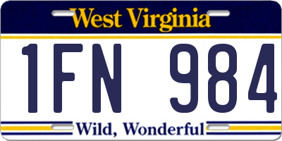 WV license plate 1FN984
