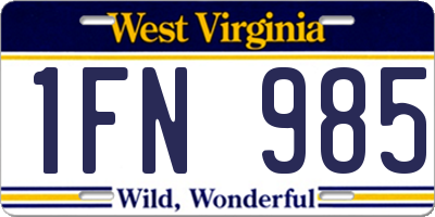 WV license plate 1FN985