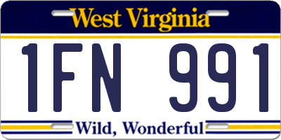 WV license plate 1FN991