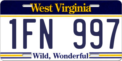 WV license plate 1FN997