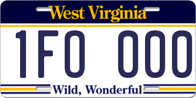 WV license plate 1FO000