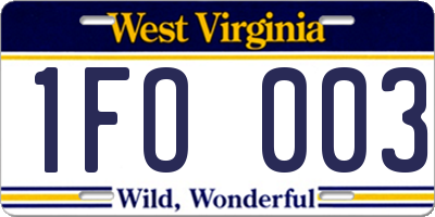 WV license plate 1FO003