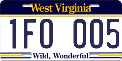 WV license plate 1FO005