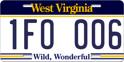 WV license plate 1FO006