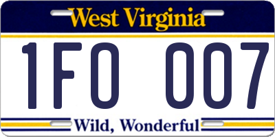 WV license plate 1FO007