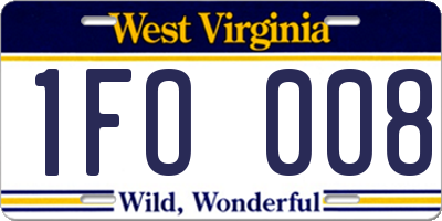 WV license plate 1FO008