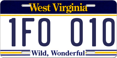 WV license plate 1FO010