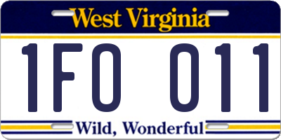 WV license plate 1FO011