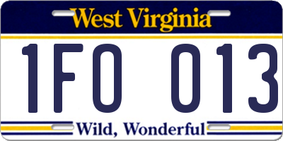 WV license plate 1FO013