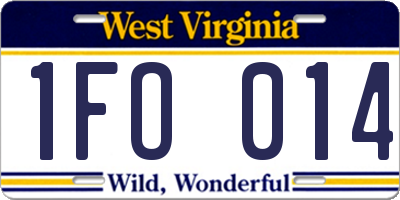 WV license plate 1FO014