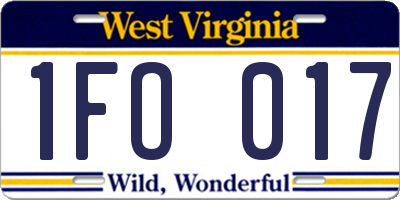 WV license plate 1FO017