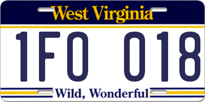 WV license plate 1FO018