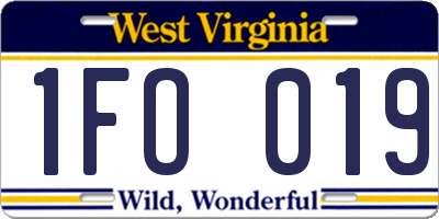 WV license plate 1FO019