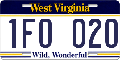 WV license plate 1FO020