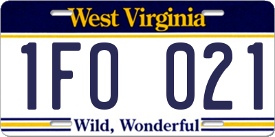 WV license plate 1FO021