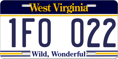 WV license plate 1FO022