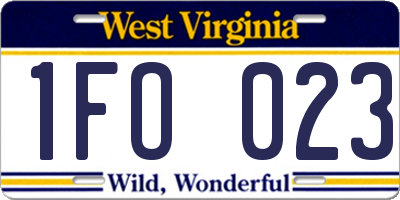 WV license plate 1FO023