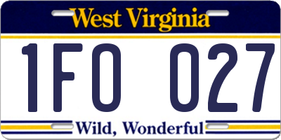 WV license plate 1FO027