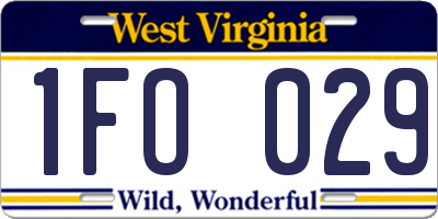 WV license plate 1FO029