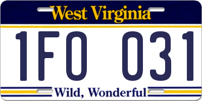 WV license plate 1FO031