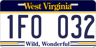 WV license plate 1FO032