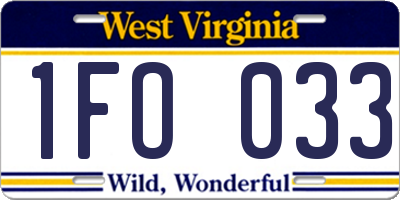 WV license plate 1FO033