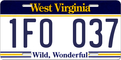 WV license plate 1FO037