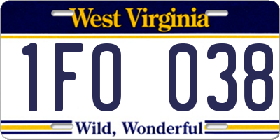 WV license plate 1FO038