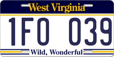 WV license plate 1FO039