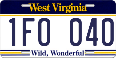WV license plate 1FO040