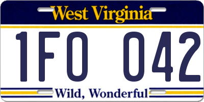 WV license plate 1FO042