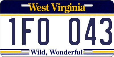 WV license plate 1FO043