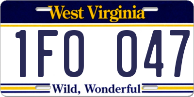 WV license plate 1FO047