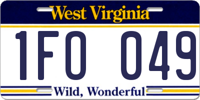 WV license plate 1FO049