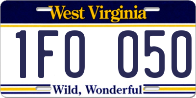 WV license plate 1FO050