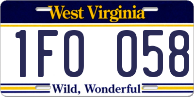 WV license plate 1FO058