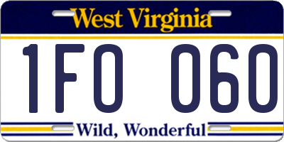 WV license plate 1FO060