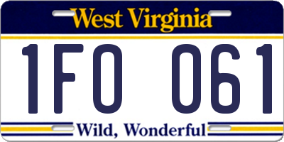 WV license plate 1FO061