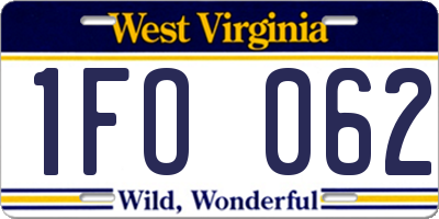 WV license plate 1FO062